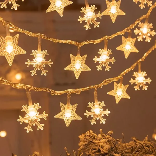 Christmas Tree Snowflake LED String Lights Banner Christmas Decoration 2024 for Home Navidad Xmas Tree Decor Fairy Light Pendant - Image 2
