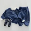 0-5T Baby Autumn Clothes Sets Kids Leisure Clothing Girl Boys Solid X-line Outerwear Sets Spring Sweatshirt+Sweatpants Costume - Image 5