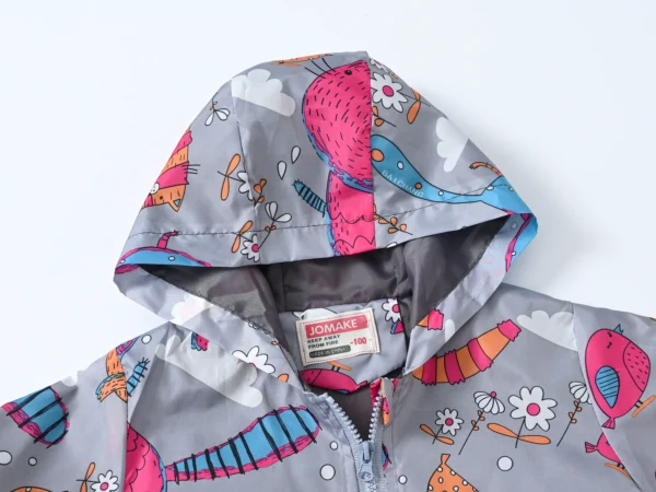 Stylish Cartoon Dinosaur Windbreaker Jacket for Girls - Perfect for Casual Wear! - Image 3