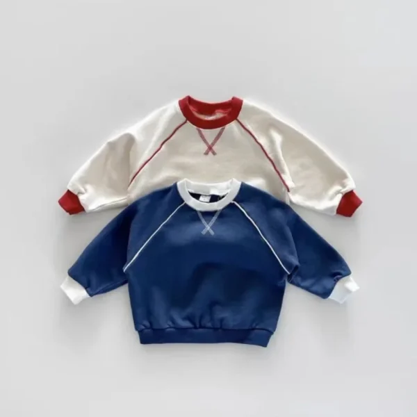 0-5T Baby Autumn Clothes Sets Kids Leisure Clothing Girl Boys Solid X-line Outerwear Sets Spring Sweatshirt+Sweatpants Costume - Image 3