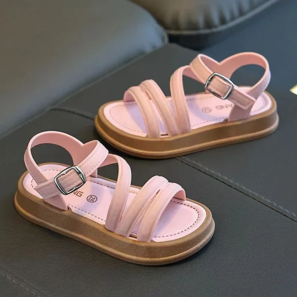 PEYOUR Trendy Cute Solid Color Open Toe Sandals For Girls, Breathable Lightweight Sandals For All Seasons - Image 4