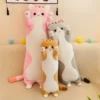 19.5in Cute 50cm Cat Plush Toy Long Pink Brown Grey Sleeping Cats Leg Pillow Squishy Little Animal Doll Appeasing Plushie Gift - Image 5