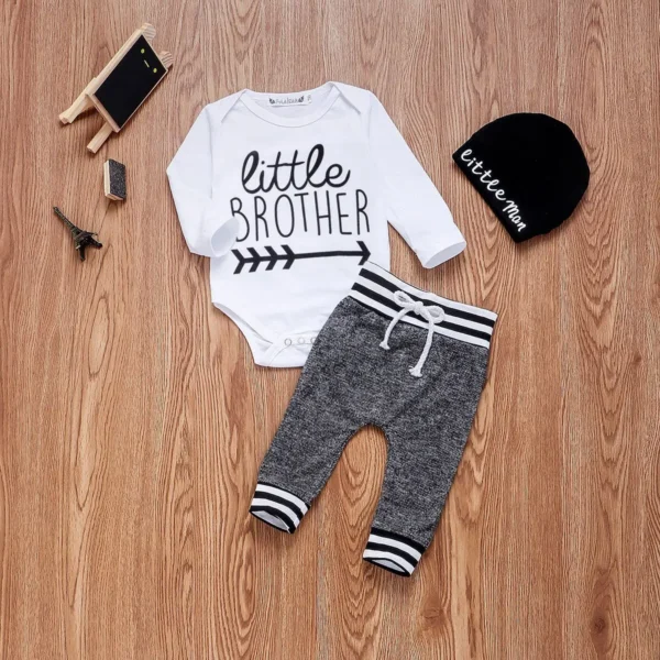 0-18Months Newborn Infant Baby Boy Clothes Cotton Sets Long Sleeve Romper Pant Hats Outfit 3Pcs Baby Warm Clothing - Image 3