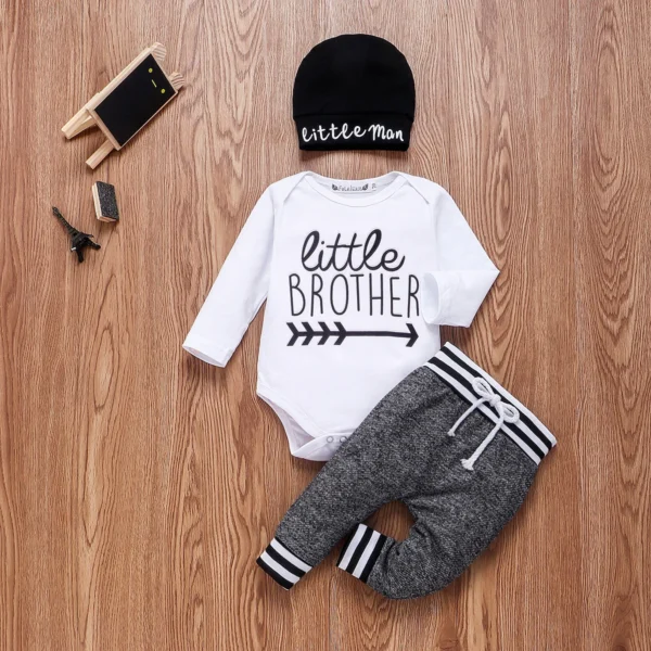 0-18Months Newborn Infant Baby Boy Clothes Cotton Sets Long Sleeve Romper Pant Hats Outfit 3Pcs Baby Warm Clothing - Image 2