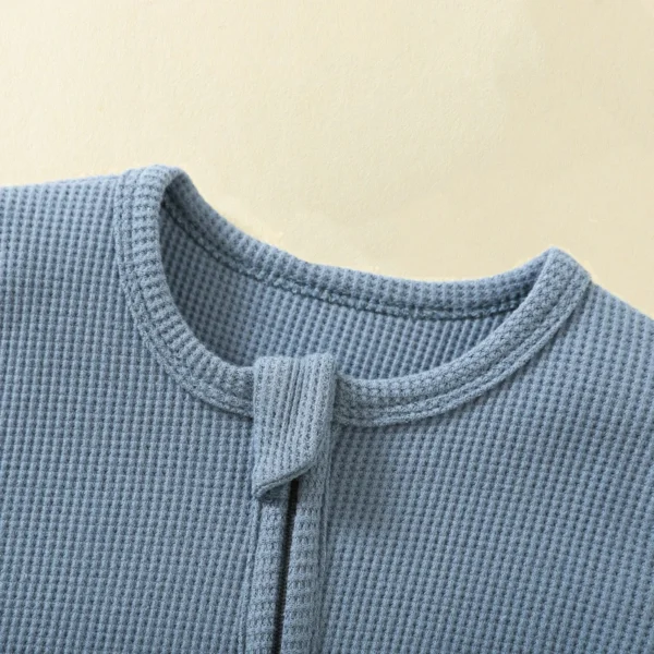Organic Cotton Baby Rompers Waffle 100% Cotton Infant Boys Girls Jumpsuit Zipper Footed Solid Long-Sleeve Pajamas Sleepsuits - Image 6