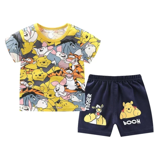 Donald Duck Full Print Outfit Kids Cartoon Tshirt+Shorts 2 Piece Set Boys Girls Cute Crewneck Short Sleeve Shorts Tracksuits - Image 3
